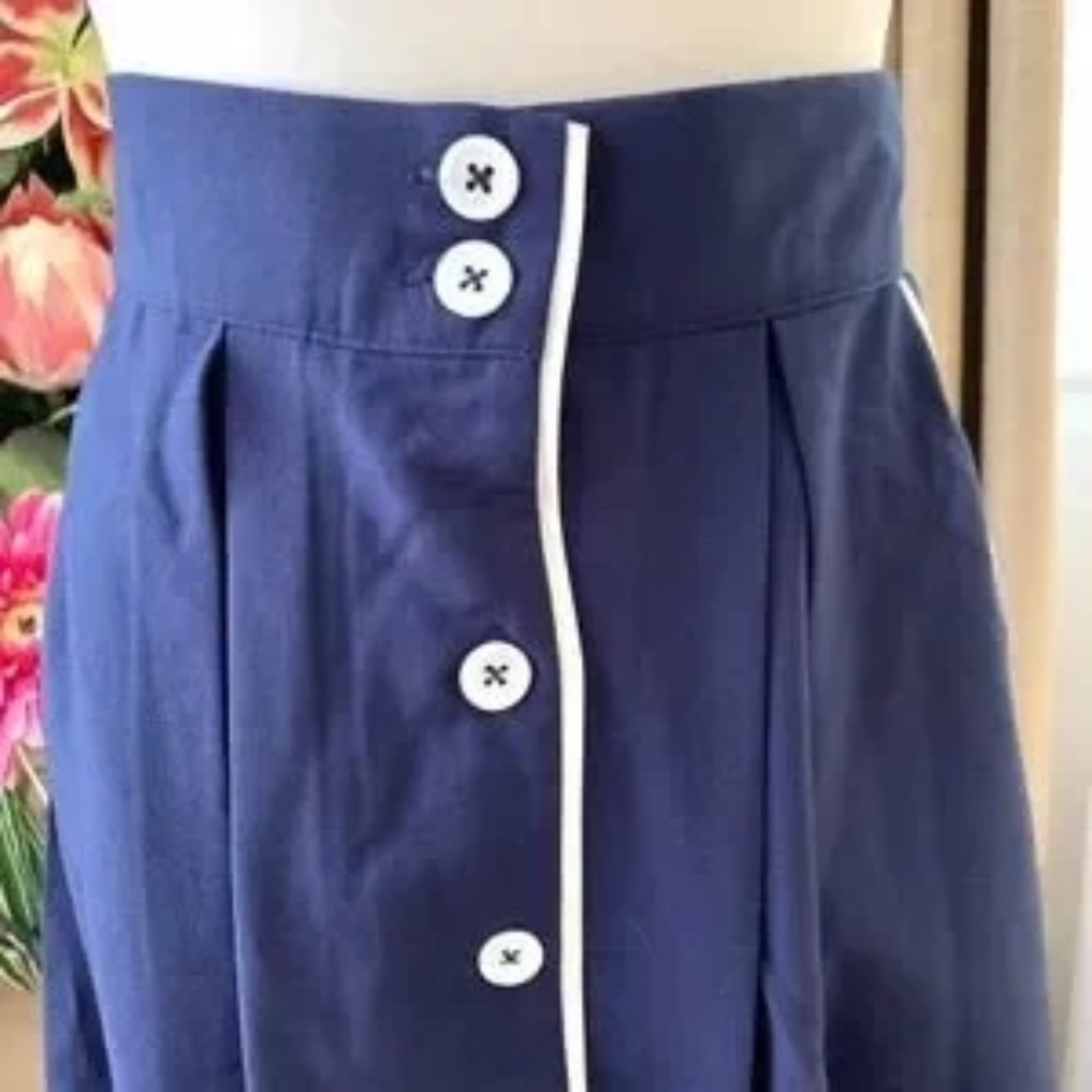 Modcloth Intelligent Involvement Midi Skirt Navy - Picture 3 of 4
